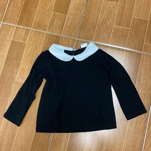 Zara black Peter Pan collared T-shirt size 6-9m